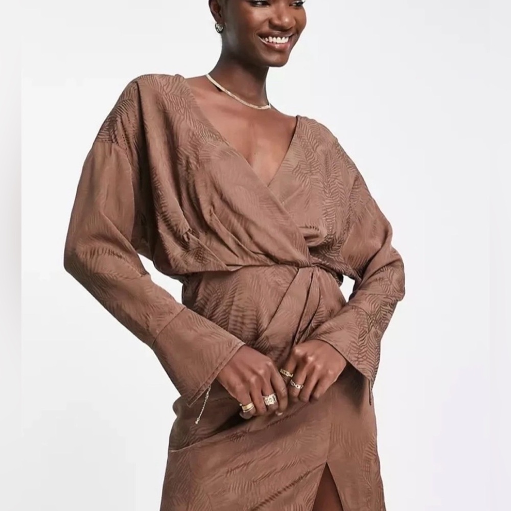 ASOS Chocolate Cuffed Long Sleeve Mini Dress